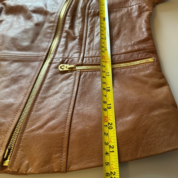 True Religion 100% Leather Moto Jacket in Cognac | Size Medium - Picture 11 of 13
